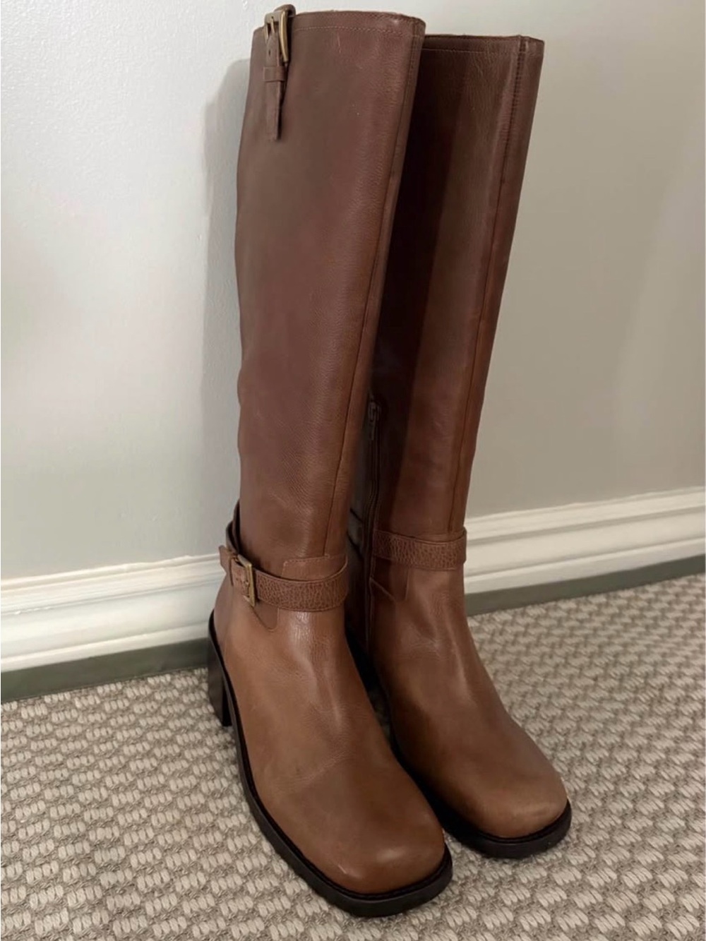 NEW - Anthropologie Women’s Tall Brown Leather Heeled Riding Boots